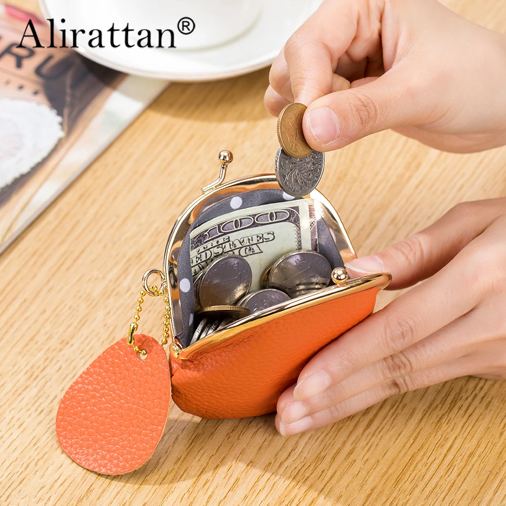 Alirattan 2026 New Genuine Leather Retro Zero Wallet Women's Head Layer Cowhide Coin Bag Storage Bag Mini Clip Bag