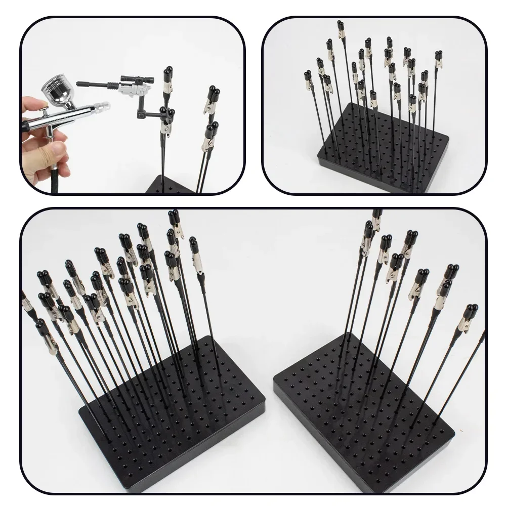 Model Painting Stand Base Holder with 20 Magnetic Alligator Clips Sticks Set Flexible Modeling Tools for Airbrush Model Crafting