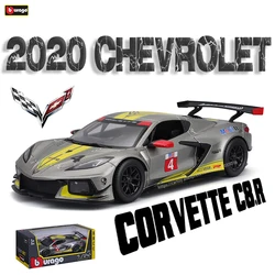 Bburago 1:24 2020 Chevrolet Corvette C8. R racing edition die casting alloy car model Toy tools gift factory authorization