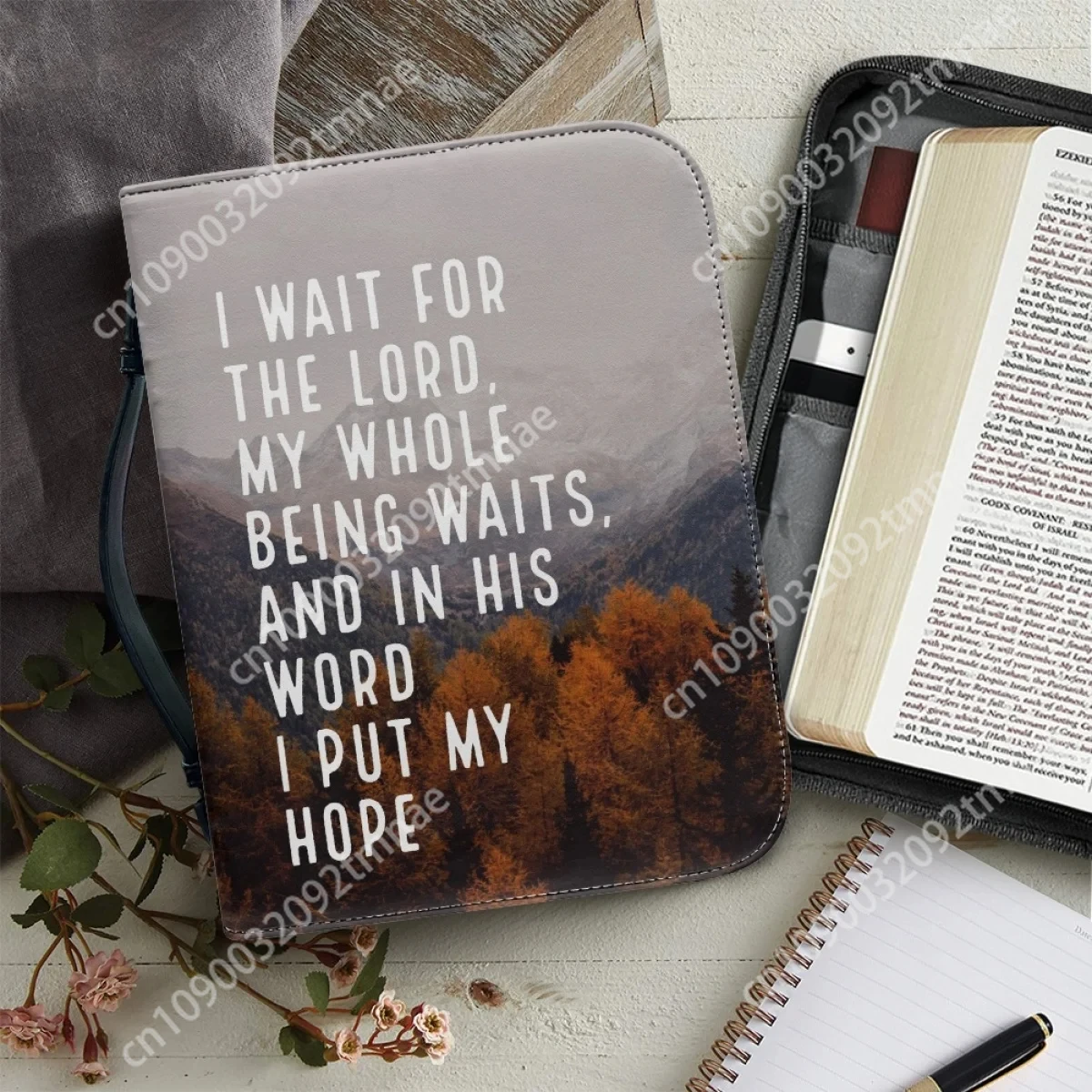 

Forest Bible Bag Hymn Print Church for Women Leather Zipper Handle Handbag Bible Cover Case Custom Storage Bag designer bags