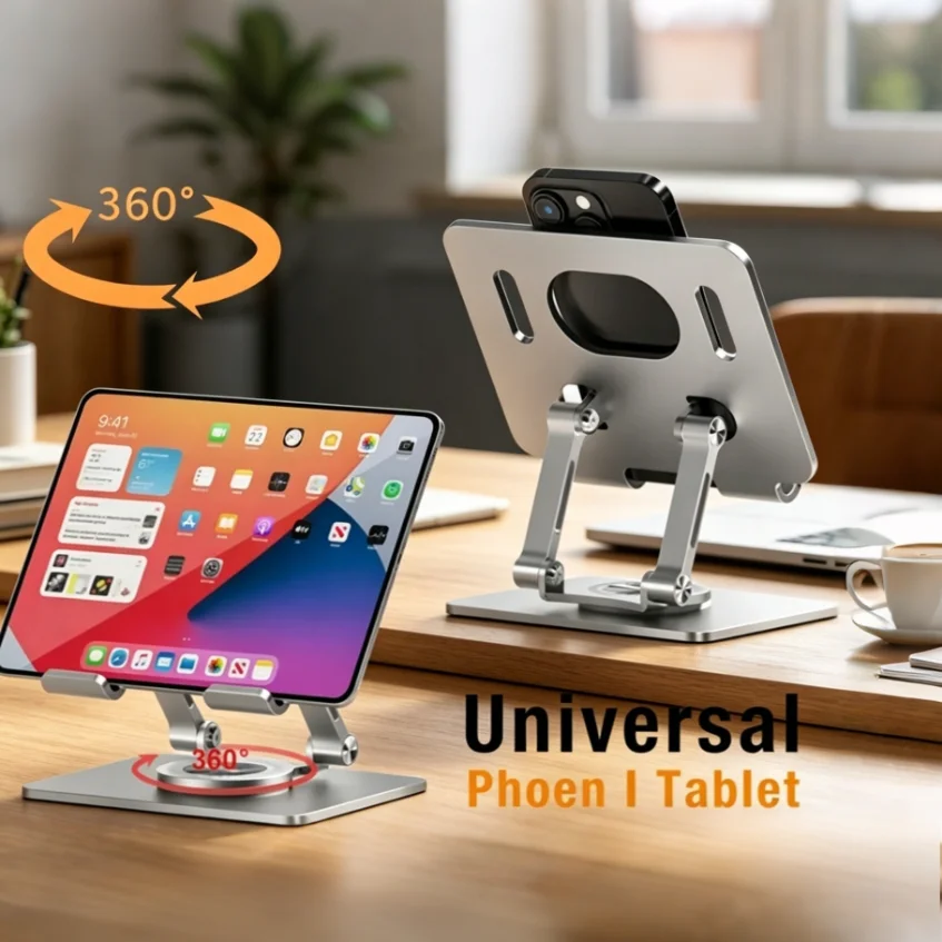 Universal 360° Rotation Phone Tablet Holder Foldable Desktop Lazy Stand For iPhone 16 iPad Samsung Galaxy Tab Xiaomi Pad Mount