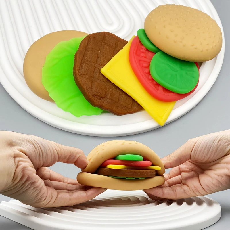 

Creative Simulation Burger DIY Stress Relief Toys Funny Food Combo Set Pinch Vent Toys Children's Play House Toys Birthday Gift