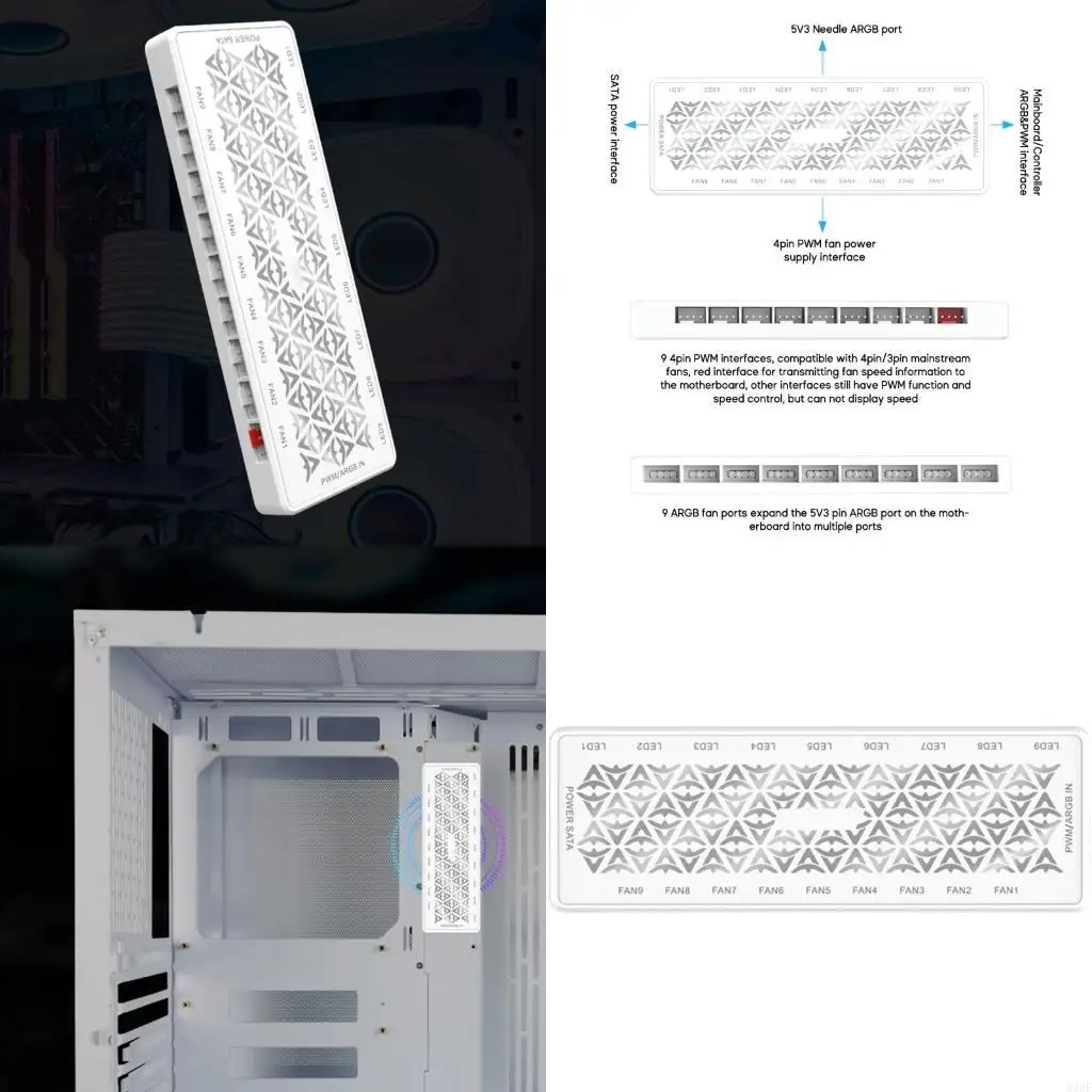 

896F два в одном 5-В 3-контактном 3-контактном центре Argb PWM-контроля вентилятора.