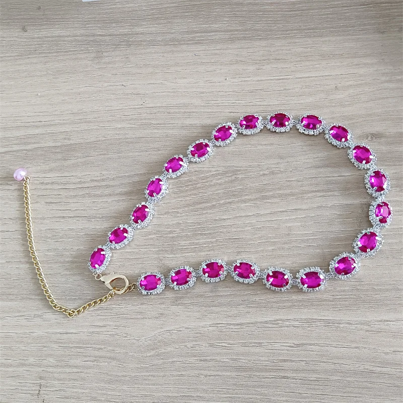 Hat accessories clavicle chain fashionable and atmospheric colorful necklace full of diamonds luxury decoration popular necklace