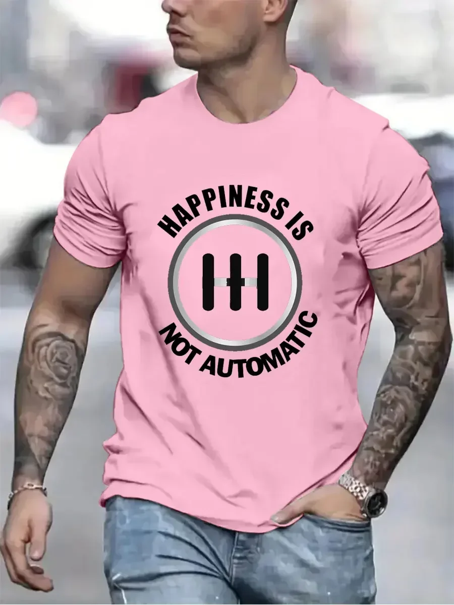 La felicidad no es automática, camiseta para hombre, camiseta de moda de talla grande, camiseta Save The Manuals, camiseta de 3 pedales para amantes de los coches, camiseta de marca para hombre