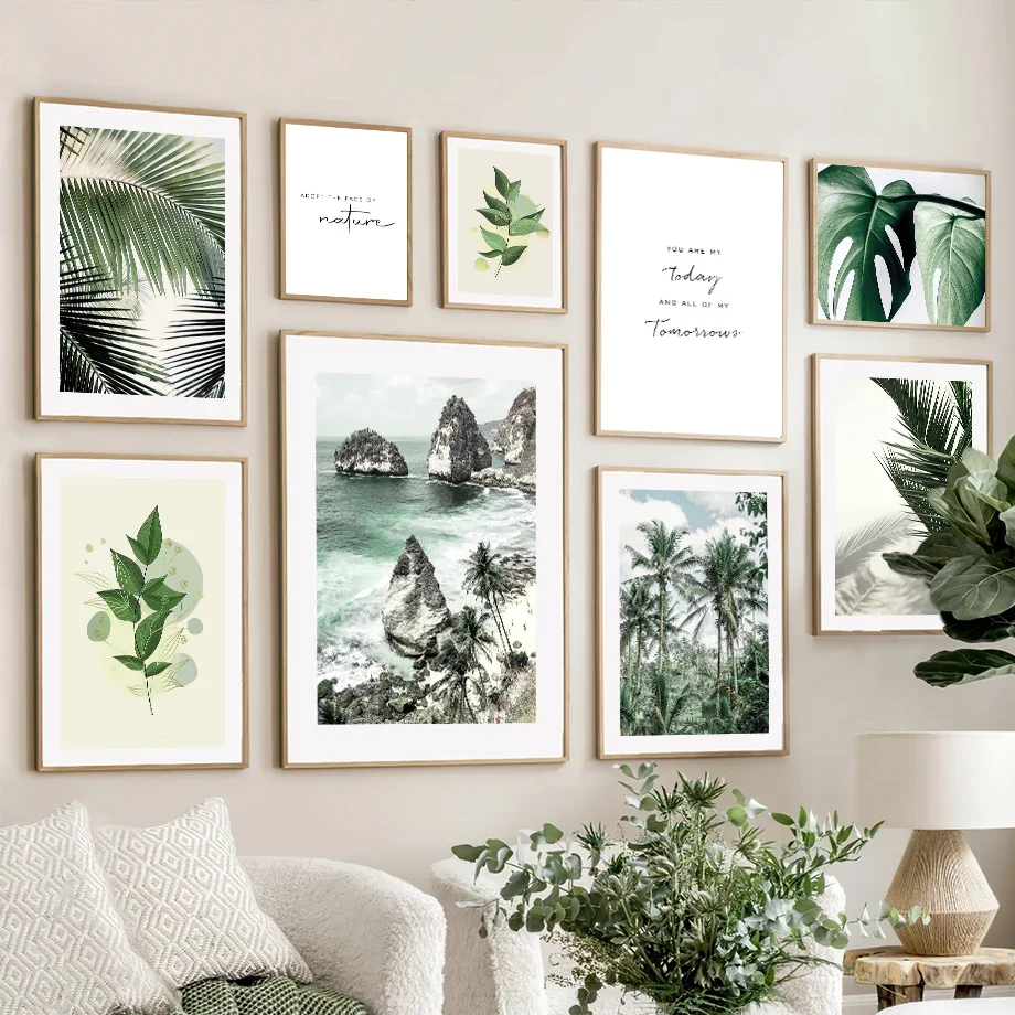 Tropical Coastal Jungle Coconut Tree Leaves Wall Art Canvas Painting Nordic Posters And Prints Wall Picturers For Living Room