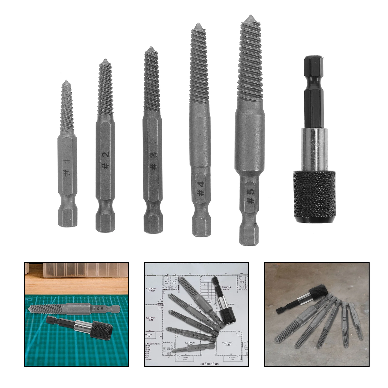 

1Set Screw Extractor Versatile Set Durable Steel Broken Screw Removal Tool Compact Storage for DIY Repairs Mechanic Use