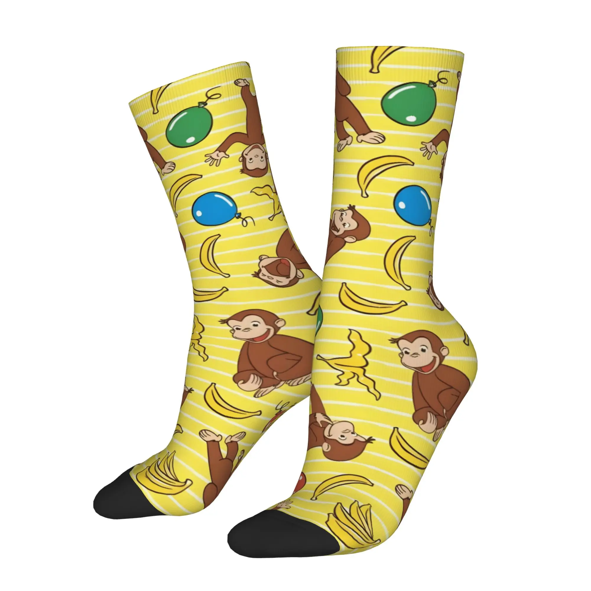 1 Pair Happy Funny Men's Sock Good Intentions Vintage Harajuku Curious Monkey G-George Street Style Novelty Pattern Sock