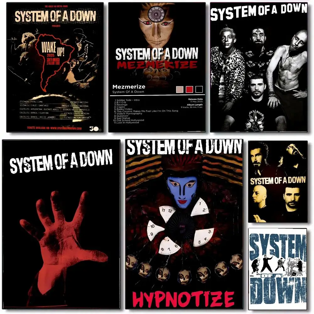 Band SOAD S-System of a Down Poster Wall Art Printed Decor Sticker Stylish Home Gift for Living Room Bedroom Corridor Cafe