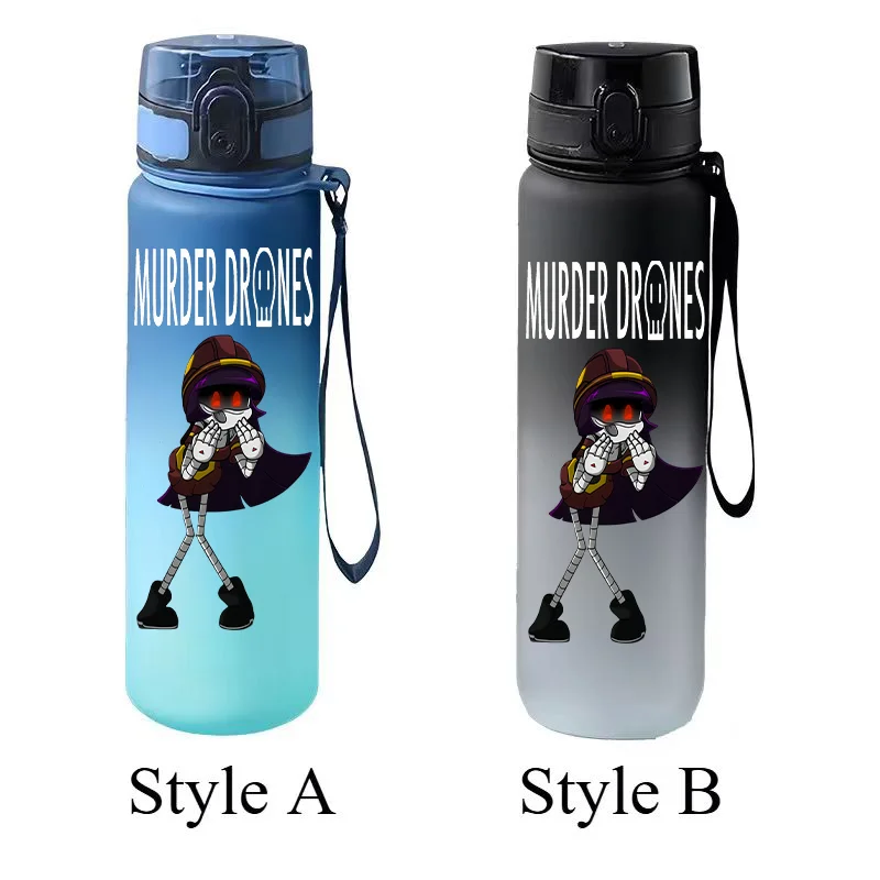 Murder Drone Cartoon Gradient Water Bottle Flip Cap Portable Sports Water Cup with Lanyard Anime Fan Gift view 3