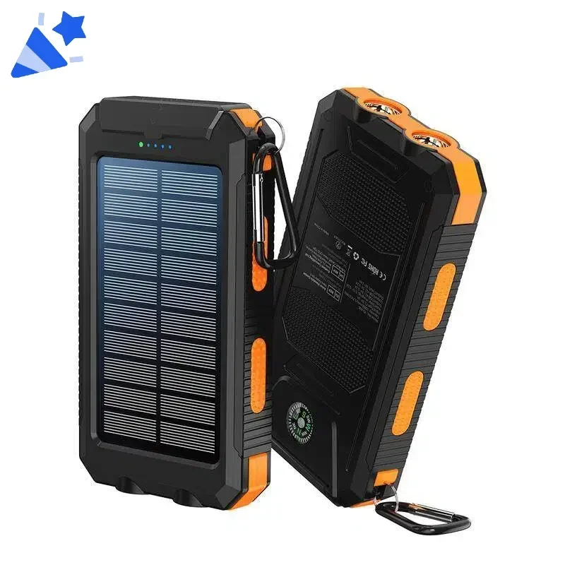 Linterna Solar Power Bank 10000mAh 4 en 1 Camping Senderismo Cargador portátil todo el día