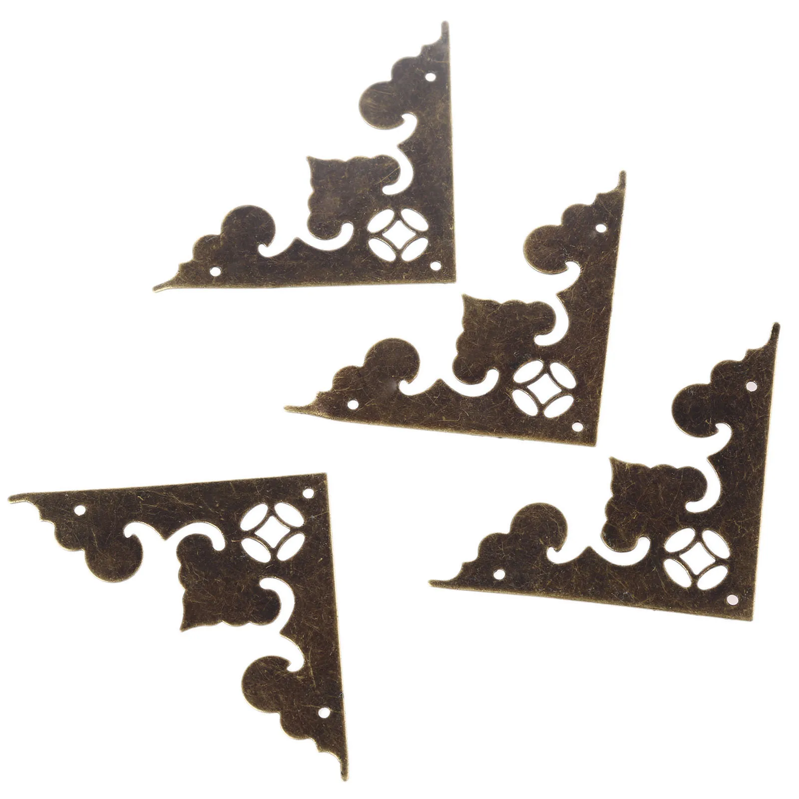 4Pcs Antique Corner Bracket Jewelry Gift Box Wood Case Decorative Feet Leg Corner Decorative Protector Furniture Fittings 58mm