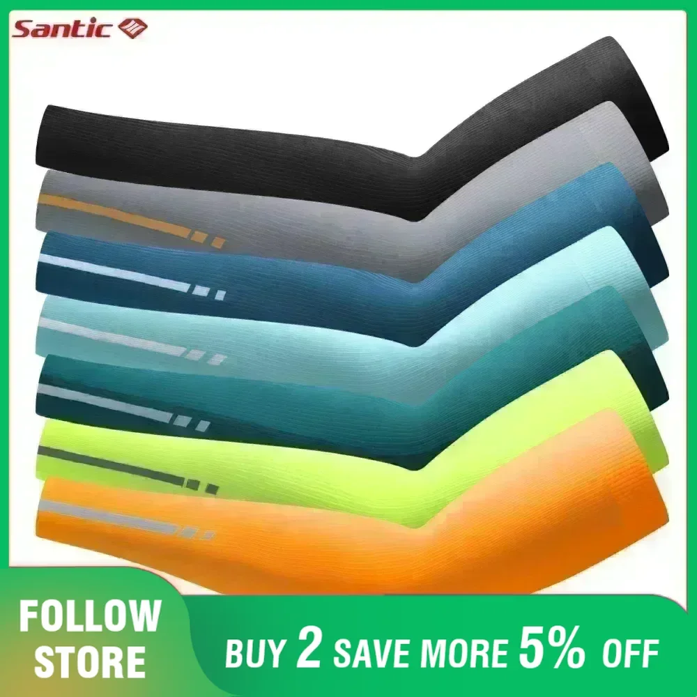 Santic Cycling Sleeve Summer Ice Silk Sunscreen Hand Sleeve Arm Guard Running Basketball Fitness Cooling Sleeves Men and Women