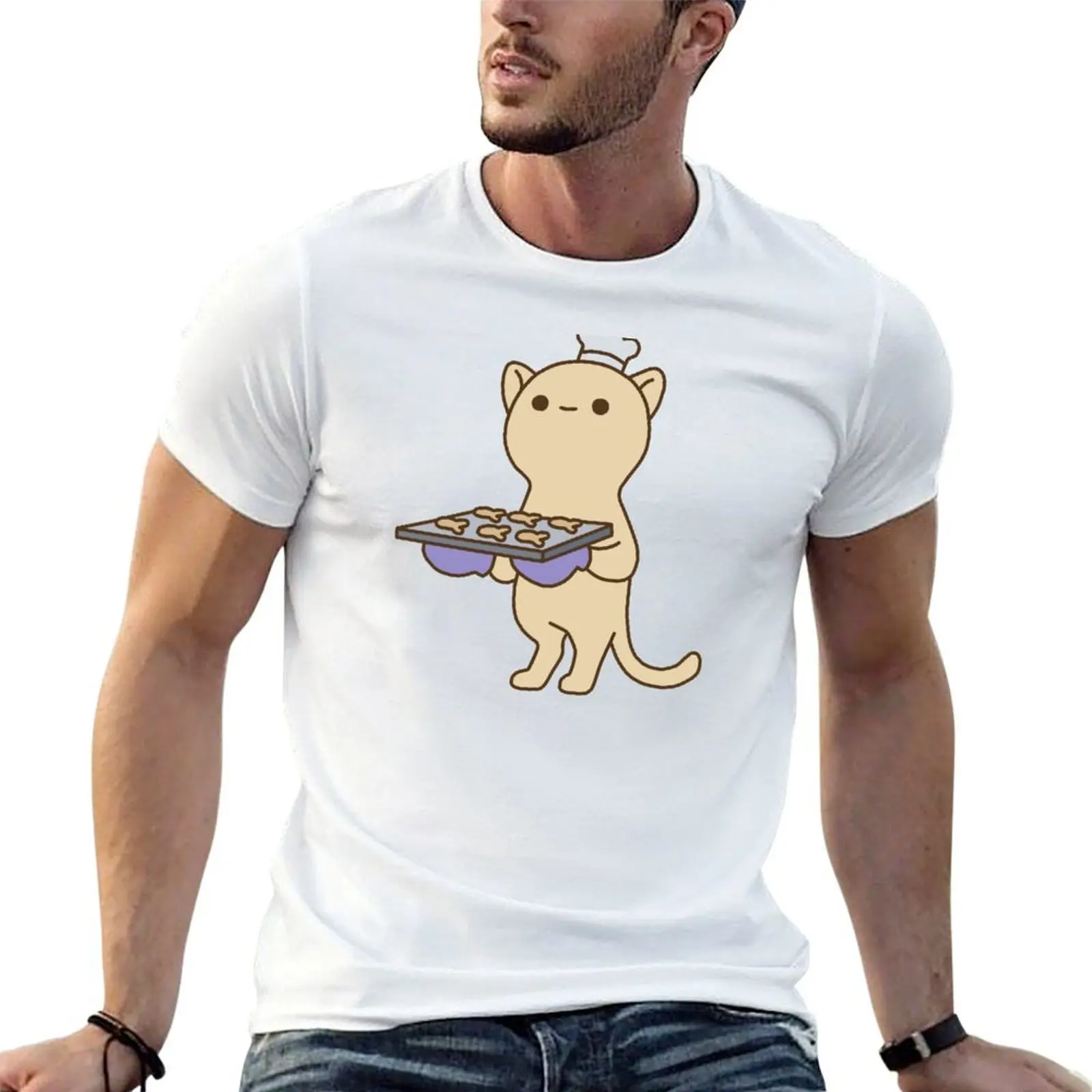

Cat with Biscuits T-Shirt mens graphic t shirts man t shirts for men casual T-Shirt