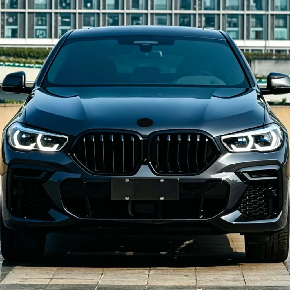 

Single Line Front Bumper Grille Grill For BMW X6 G06 M50i M50d X6M F96 2019-2023 Body Kit Front Kidney Grille Gloss Black Tuning
