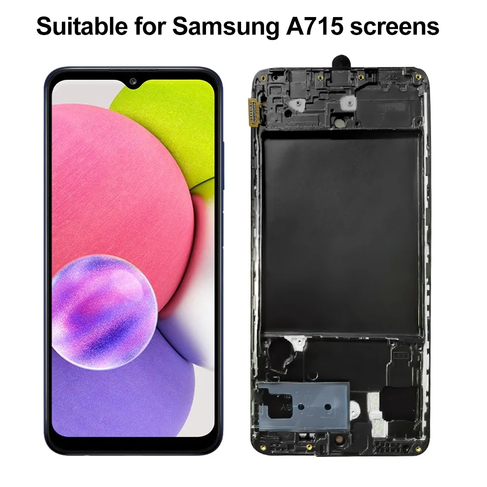 Incell Screen No fingerprint for Samsung Galaxy A71 SM-A715F LCD Display Touch Screen Digitizer Assembly Replacement with Frame