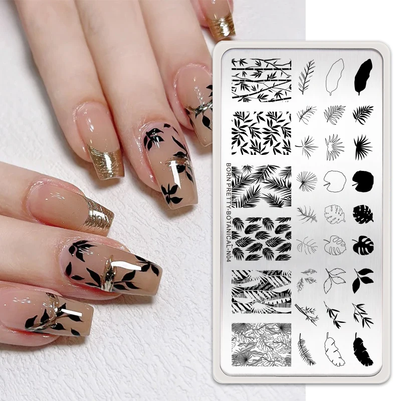 BORN PRETTY Butterfly Nail Stamping Plates Flower Leaves Nail Printing Stencil Leaf Floral Line Stamp Templates Nail Mold Tool