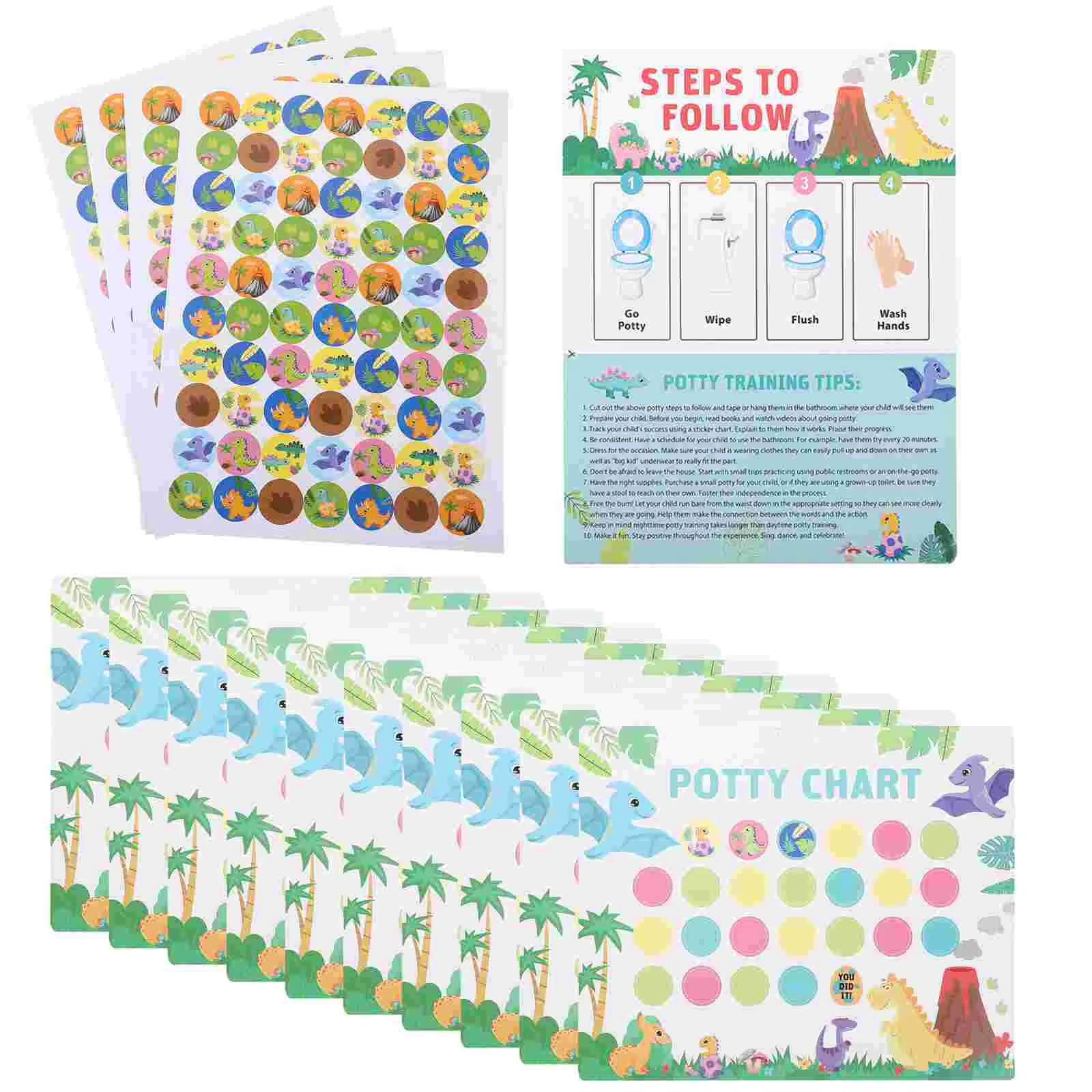 

Boy Stickers Potty Training for Kids Dinosaur Decals Toddlers Bedpan Toilet Chart with Baby