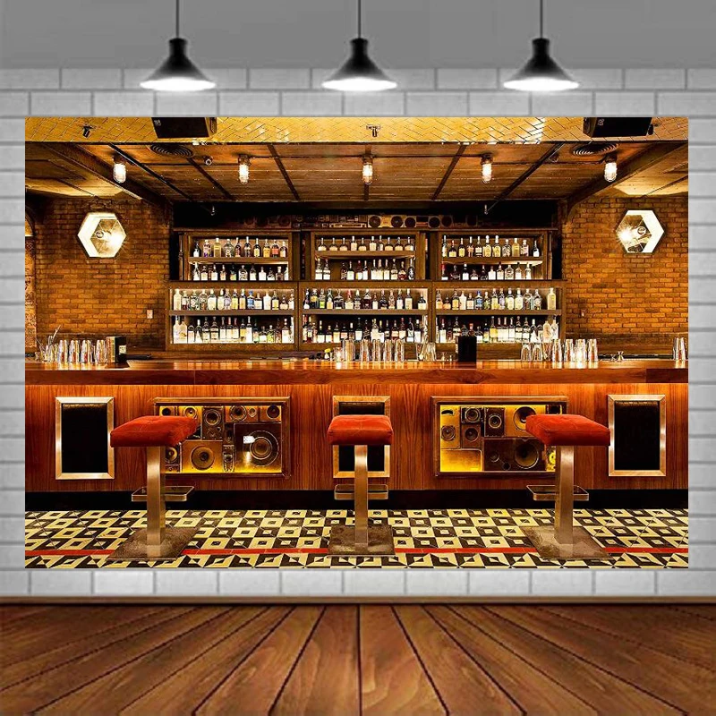 Fondo de fotografía de Bar de lujo, botellas de vino con Alcohol, cafeterías de comedor, bebida, Club urbano, Interior, fondo de mostrador de taberna moderno