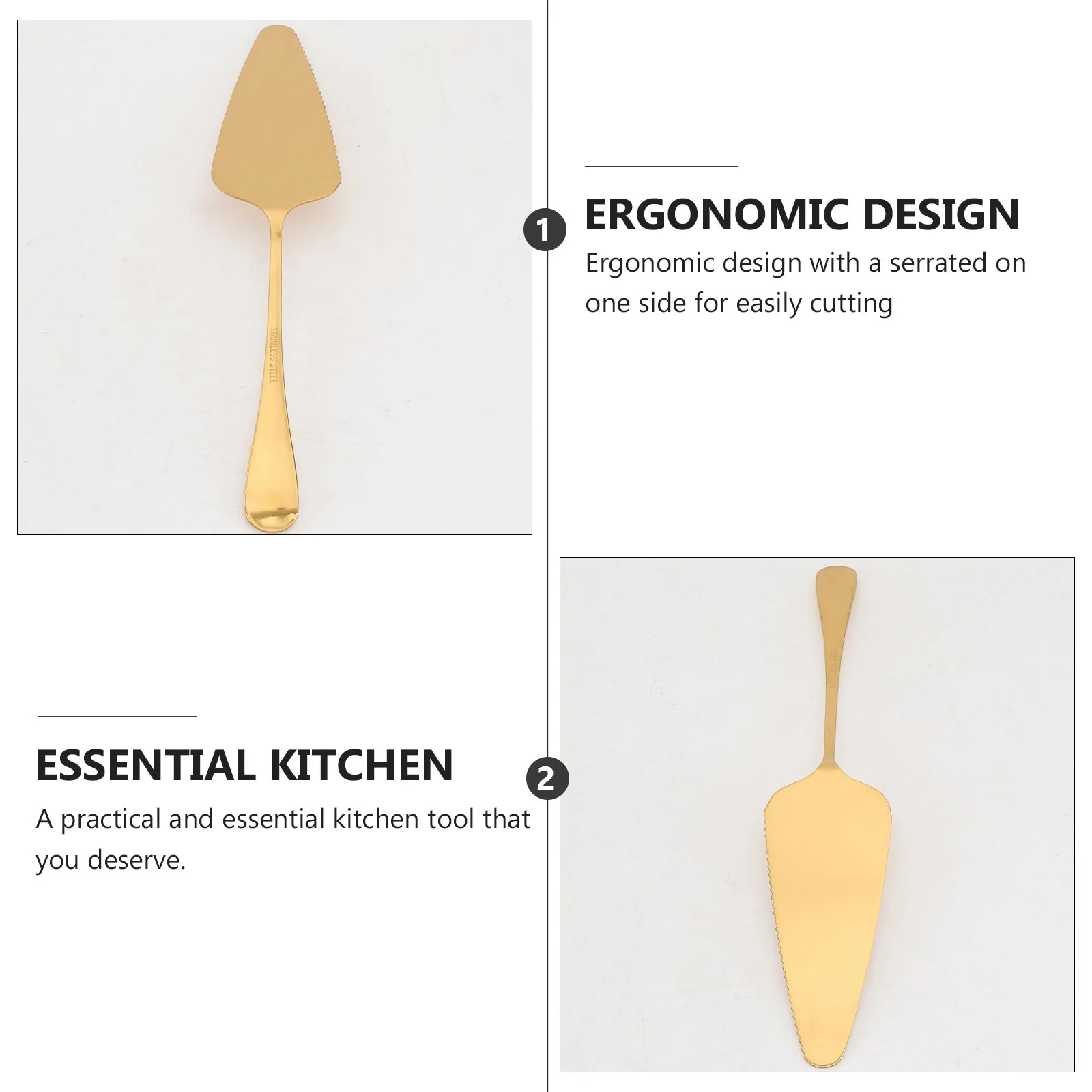 

2Pcs Pizza Cake Shovel Stainless Steel Serrated Cutter Ergonomic Design Home Kitchen Baking Tool Cake Spatula Pastry Server