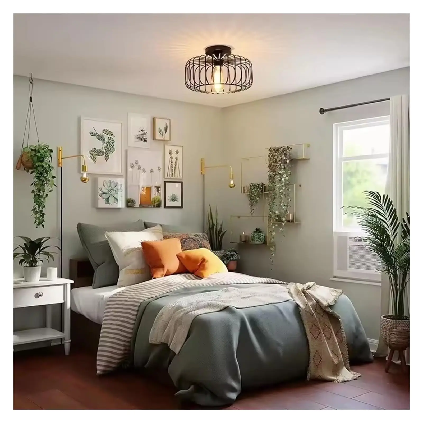 Industrial Ceiling light Fixture, Simple Birdcage LED Ceiling Lights E26 Base For Living room,Bedroom,Morden