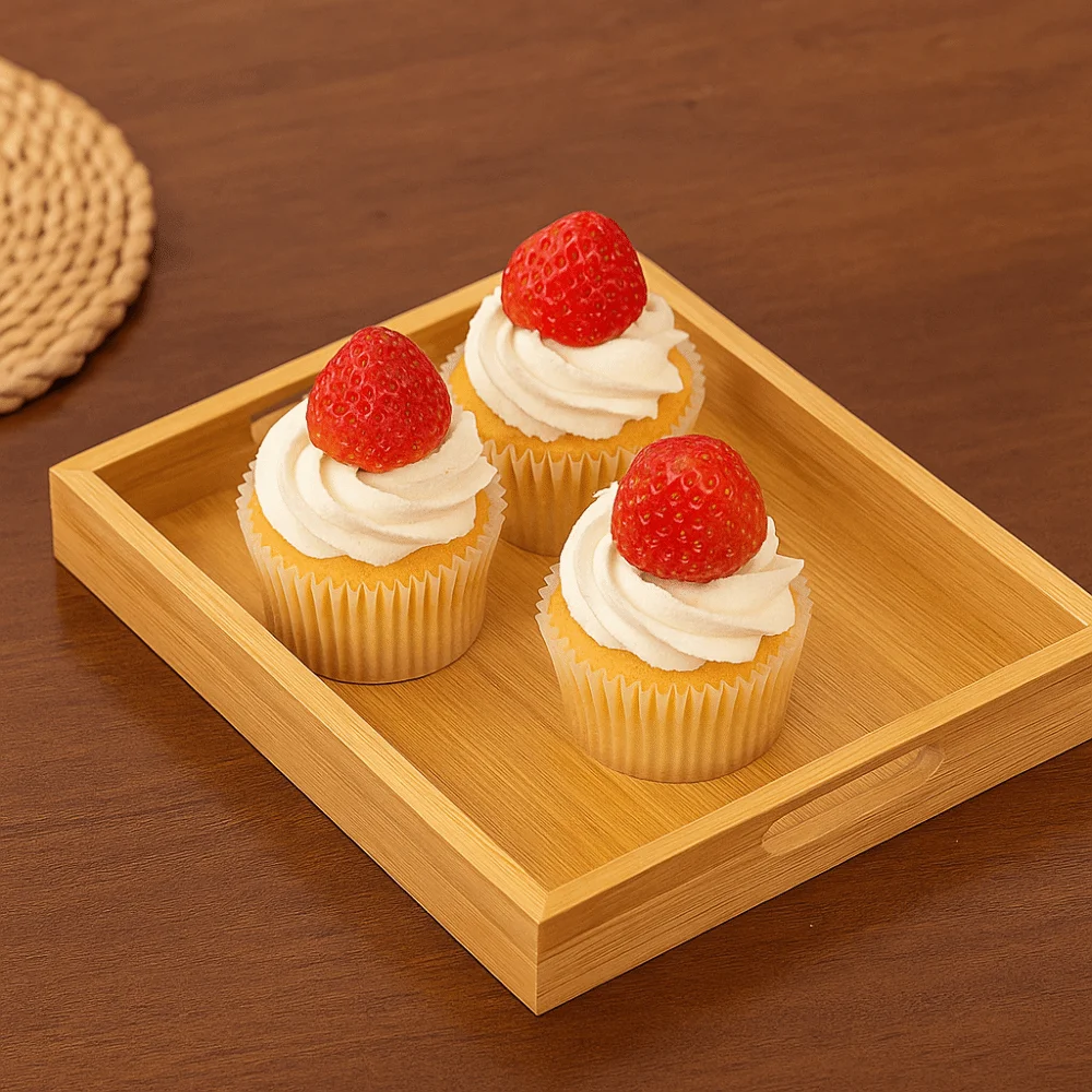 

Bread Tray Rectangle Bamboo Tray Stylish Design Practical Food Tray with Handle Convenient Dessert Tray Food Presentation