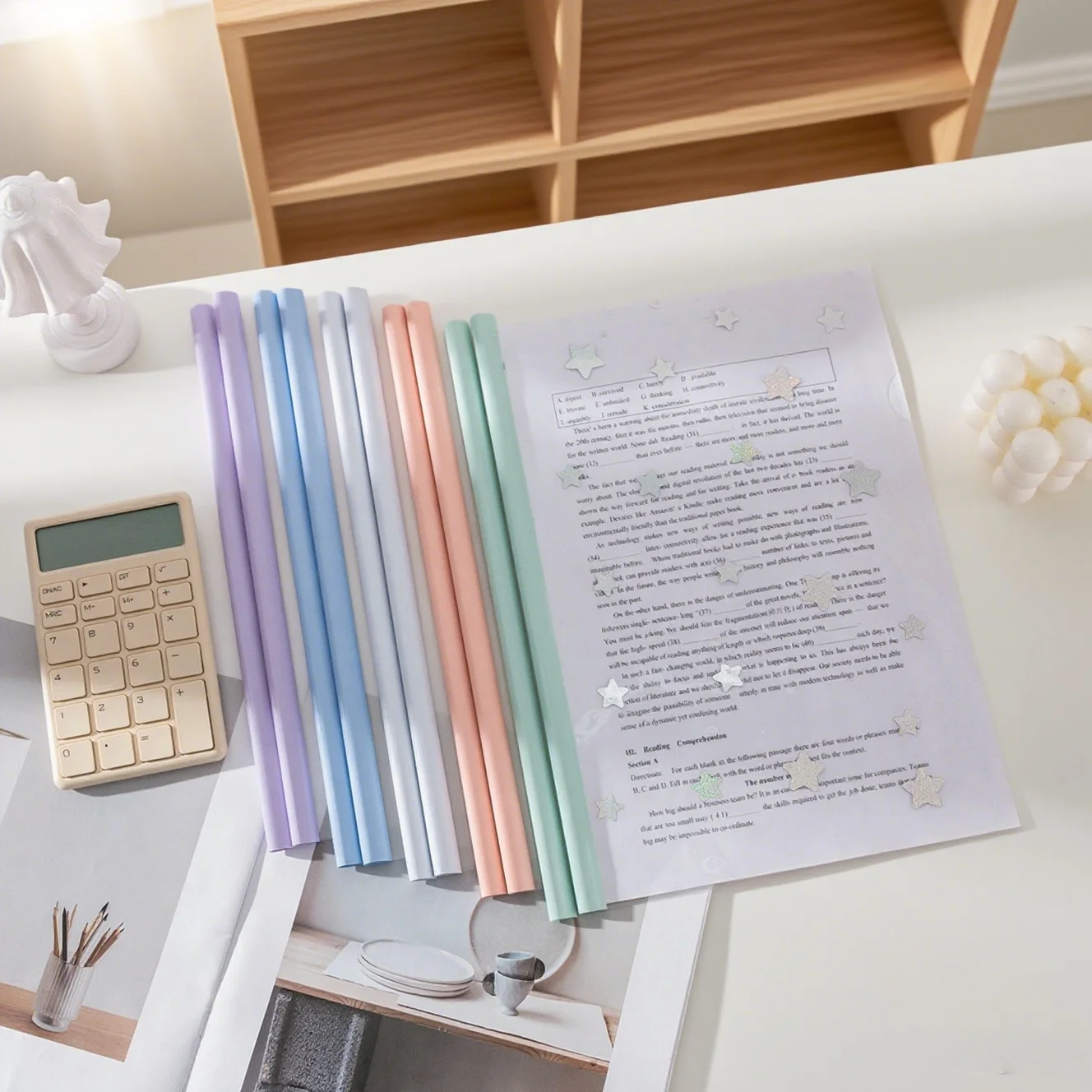 10-Pack Lever Clip A4 Binder Transparent Thickened Folder Office Supplies A4 Paper Storage Clip Loose-Leaf Colorful Water Drop Lever