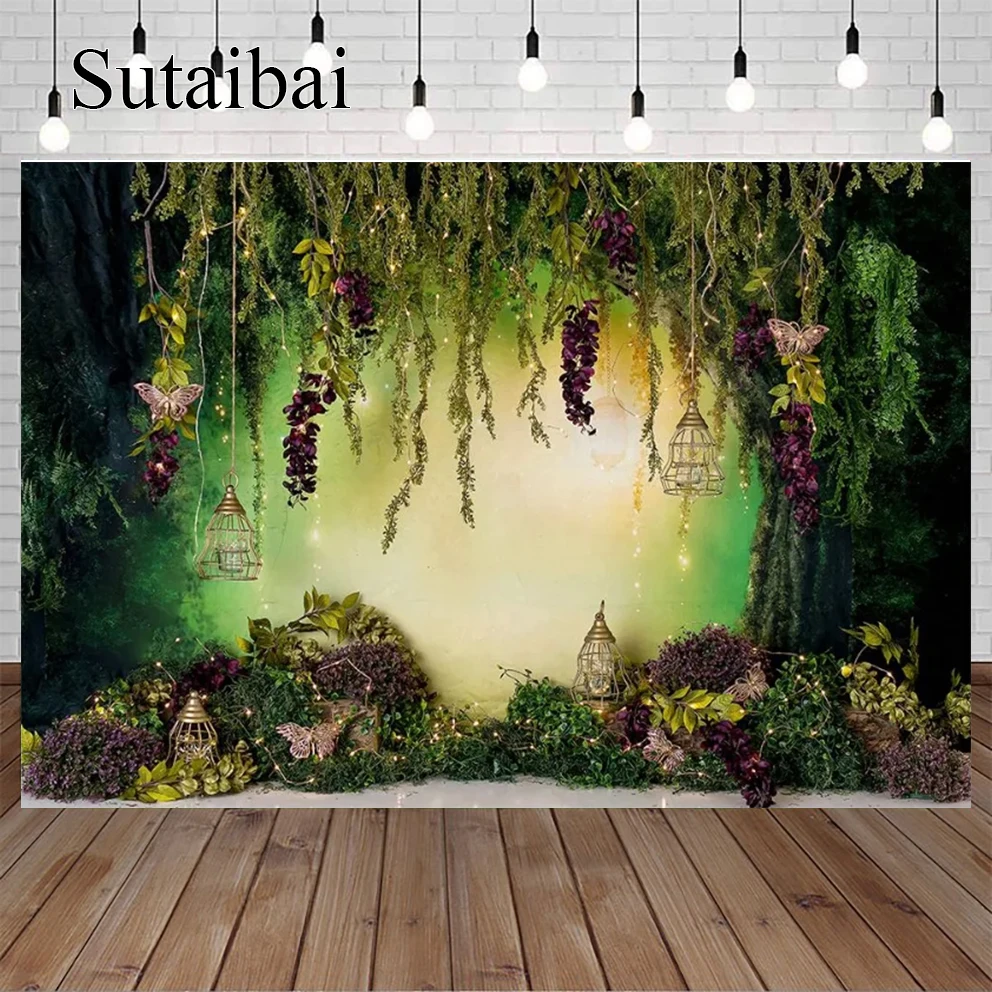 

Dreamy Forest Fairy Tale Castle Wonderland Jungle Vinyl Background Baby Birthday Wedding Photography Backdrop Photo Studio Prop