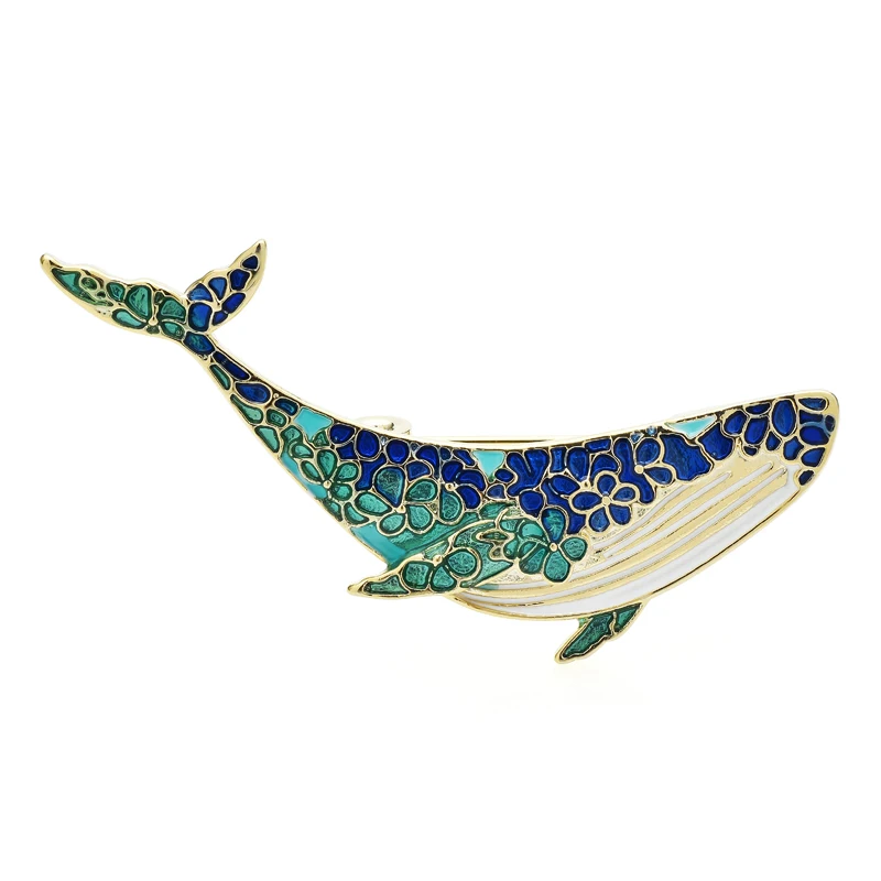 Wuli&baby New Enamel Whale Brooches For Women High Quality Dolphin Sea Fish Brooch Pins Gifts