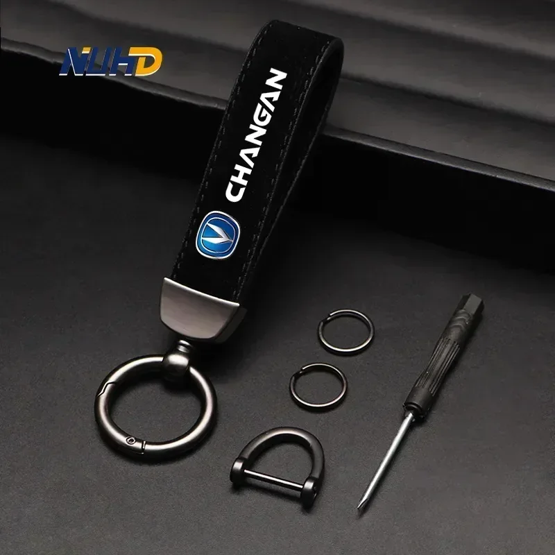 Suede Zinc Alloy Car Keychain For Changan CS75 CS55 CS85 CS95 CS35 EADO UNI-K UNI-V UNI-T Key Rings Metal Anti-loss Accessories