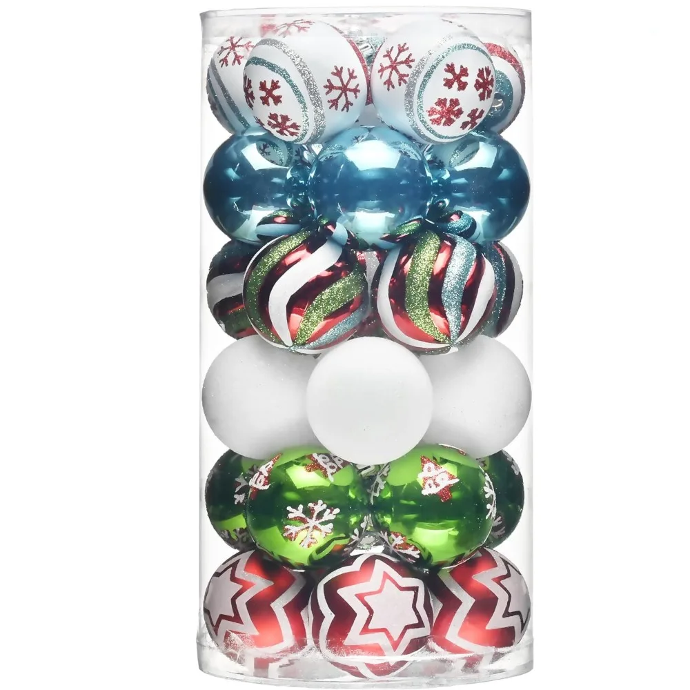 

30pcs Crafts Plastic Christmas Ball Set 6cm Creative Christmas Tree Pendant Colorful Waterproof Hanging Ornament Window