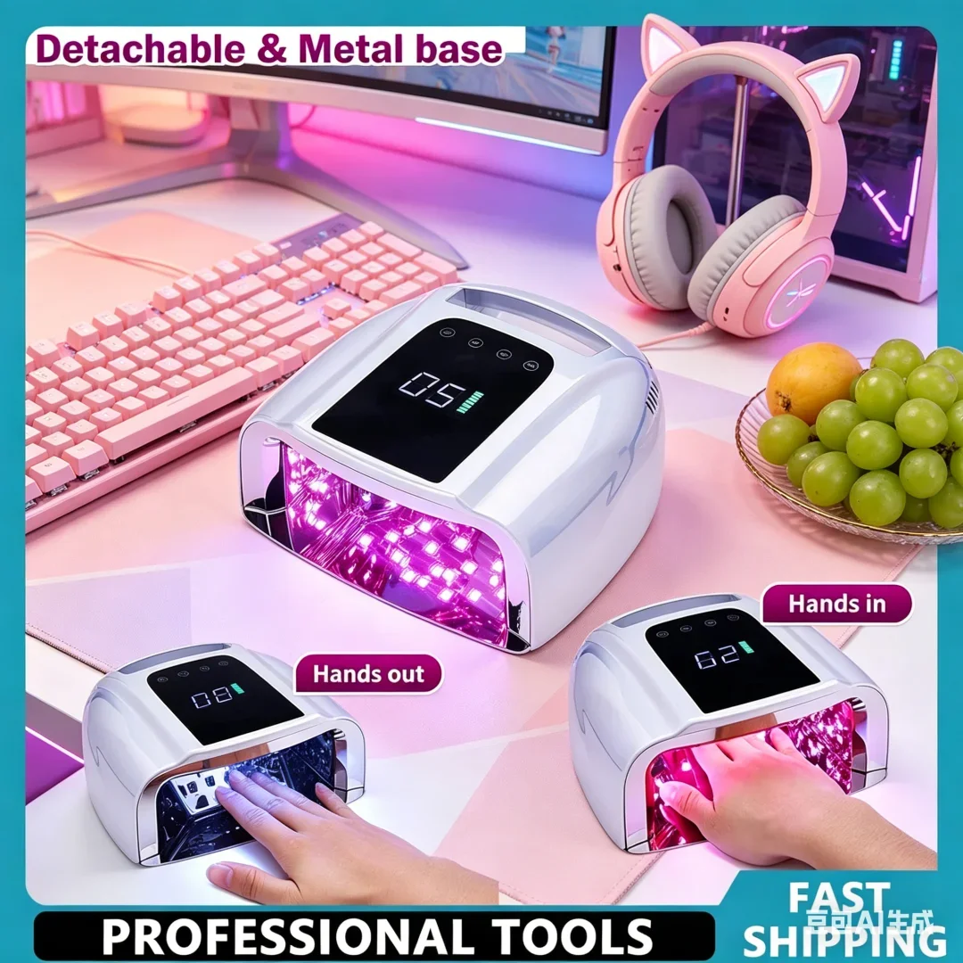 Resplendent 96W Mirror Reflective Nail Lamp with Metal Pad Cordless Manicure Dryer Wireless UV Light for Nails Rechargeable