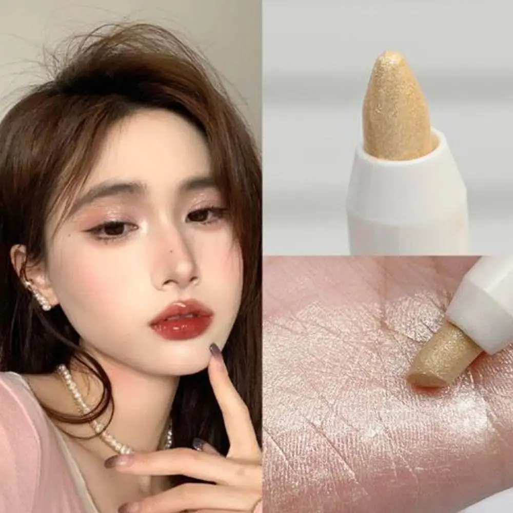 قلم ظلال عيون هايلايت، عصا ظلال عيون تدوم طويلاً، أبيض لامع، هايلايتر حريري متعدد الاستخدامات، أبيض غير لامع