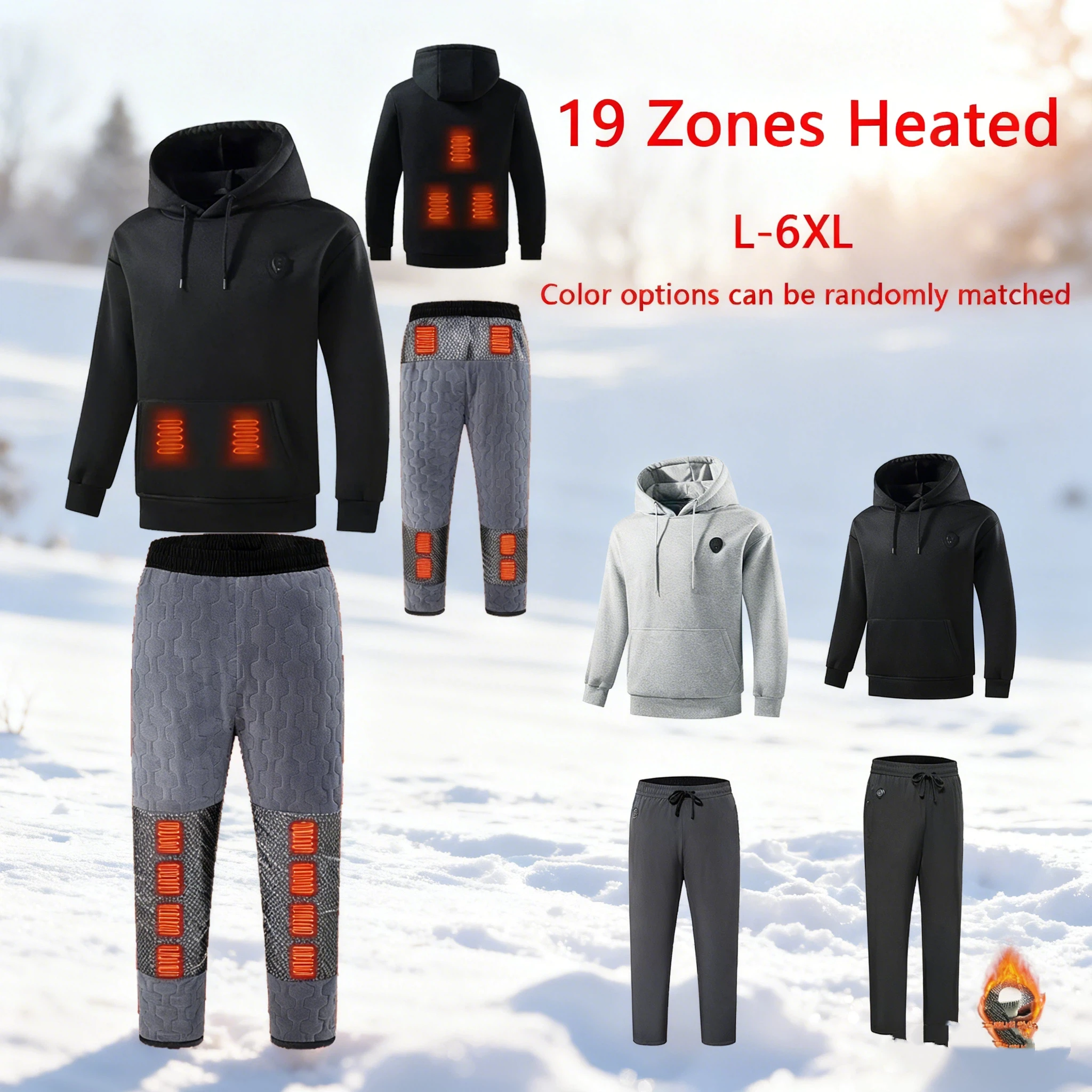 

Electric Heating Jacket and Pants Set 4-Temperature Control Warm Fleece for Men Women Winter Outdoor Thermal Underwear Fashion