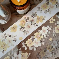 YiEr Studio Vintage Yellow Rose Floral Washi PET Tape Planner DIY Card Making Scrapbooking Plan Decorative Sticker