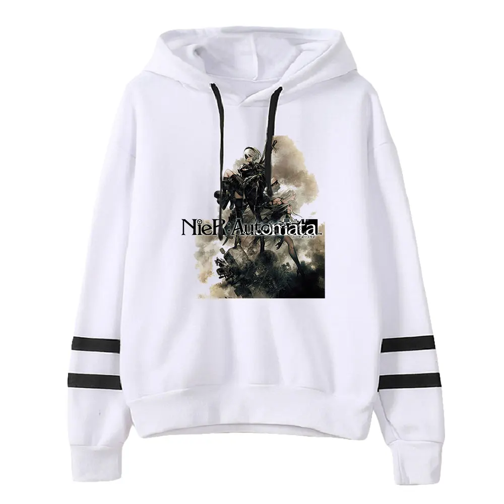 Game NieR Automata Hoodie Unisex Pocketless Parallel Bars Sleeve Streetwear Women Men Sweatshirt Harajuku Clothes