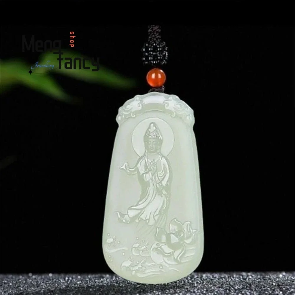 

Natural Afghan Jade Guanyin Pendant Exquisite Simple High-grade Best Selling Buddhist Amulets Handicraft Fashion Luxury Jewelry