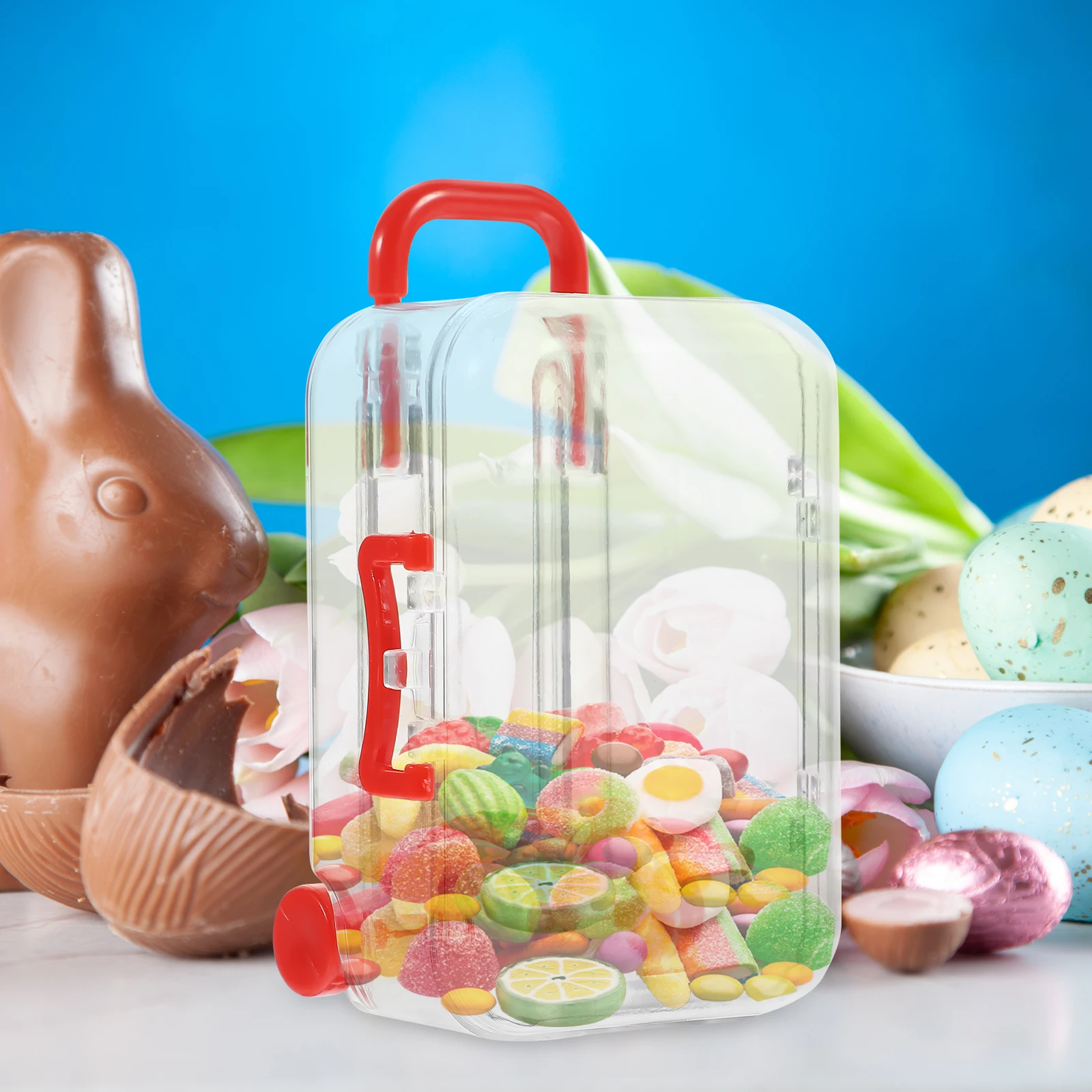 

12pcs Clear Candy Wedding Favor Boxes Mini Suitcase Gift Box Party Decorations Bridal Shower Transparent Dessert Boxes Imitation