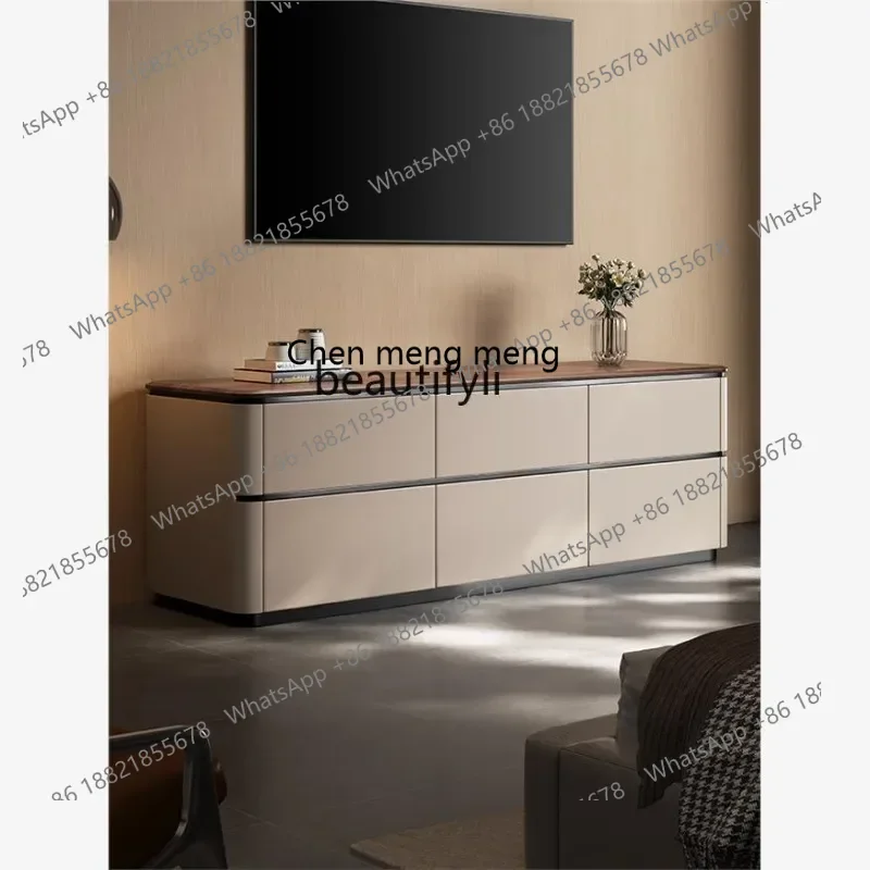 

B178 Italian minimalist TV cabinet Locker Living room floor light luxury walnut solid wood TV cabinet2936