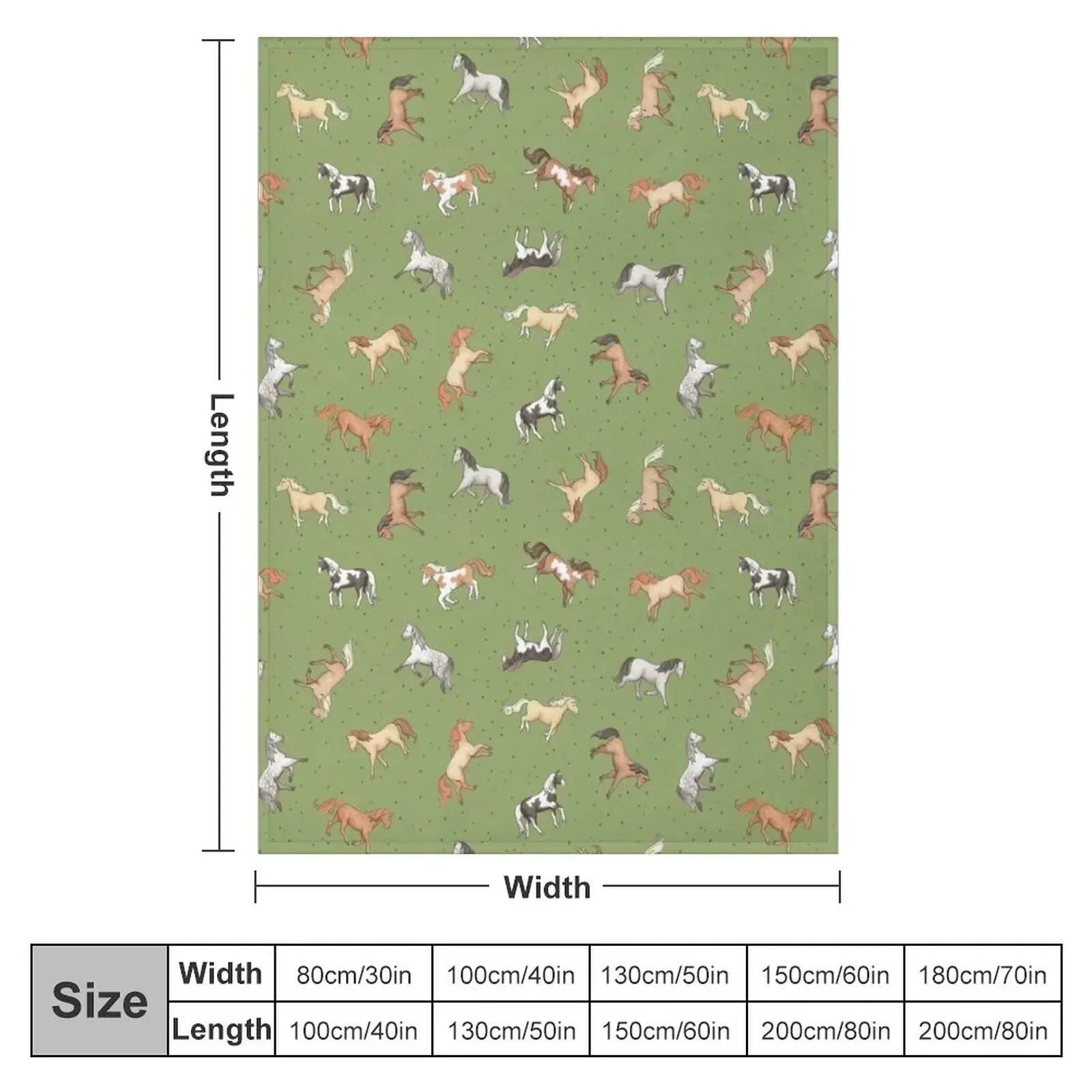 Scattered Horses spotty on olive green pattern Throw Blanket Nap Decorative Sofas For Baby Luxury Designer Blankets