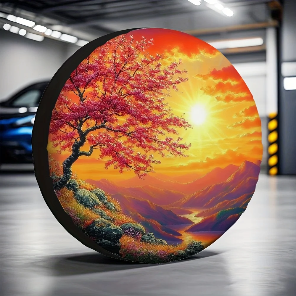 1pc, Waterproof Spare Tire Covers Sundown Durable 100% Polyester Fabric,Without Electricity Camping Applies To Waiting Area Outs