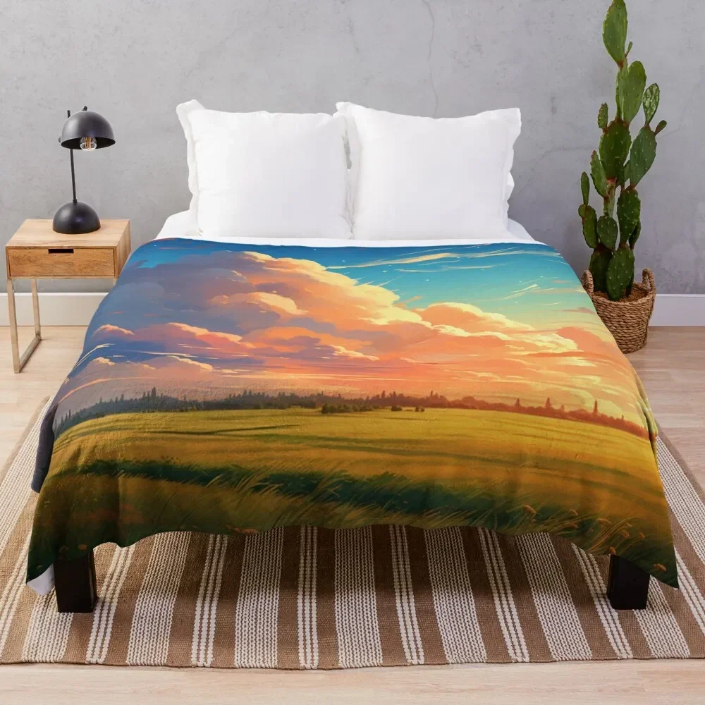 

japan anime cloud in wind Throw Blanket Decorative Throw Nap sofa bed Blankets