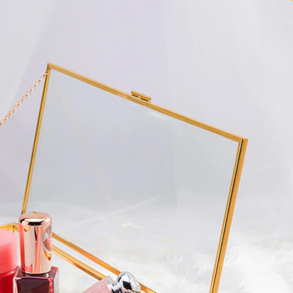 

Luxury Gold-Trimmed Glass Jewelry Box Functional Storage Solution for Necklaces Rings Earrings Travel Compact Design Wedding