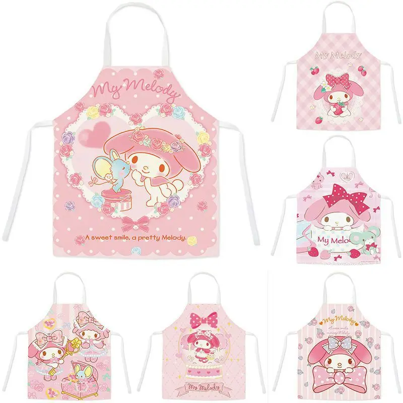 Sanrio Cute My Melody Adult Kid Anti Fouling Sleeveless Apron Work Clothes Home Kitchen Cooking Baking Apron Women Cleaning Gift