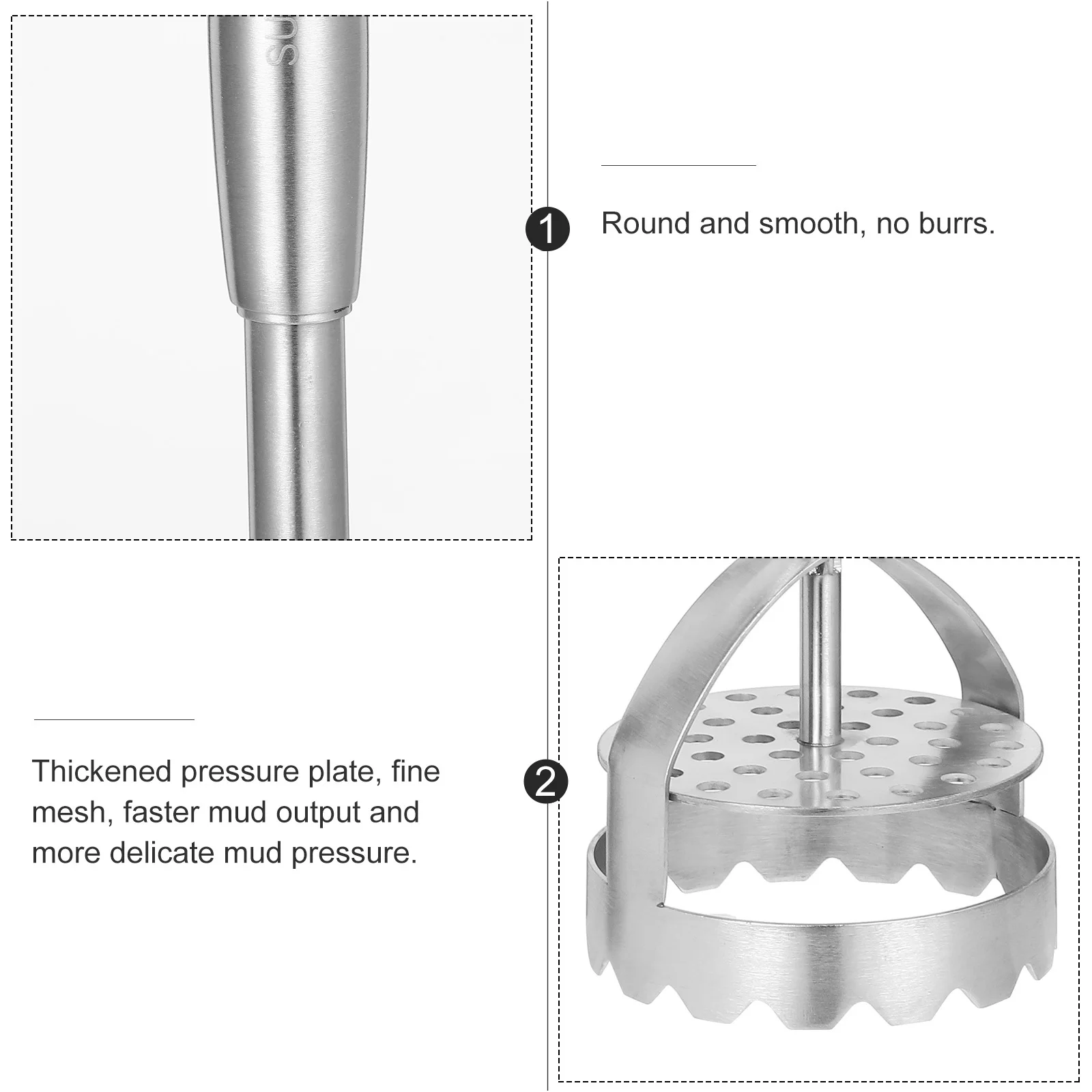 

Stainless Steel Potato Masher Heavy Duty Fine Mesh Press for Mashing Potatoes Vegetables Fruits Kitchen Gadgets Non Slip Handle