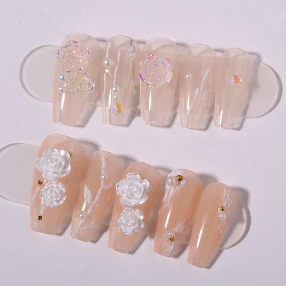 

Floral Nail Art Accessories 2 Boxes Rose Resin Manicure Charms 3D Flowers Decorative Nails Supplies DIY Elegant Jewelry