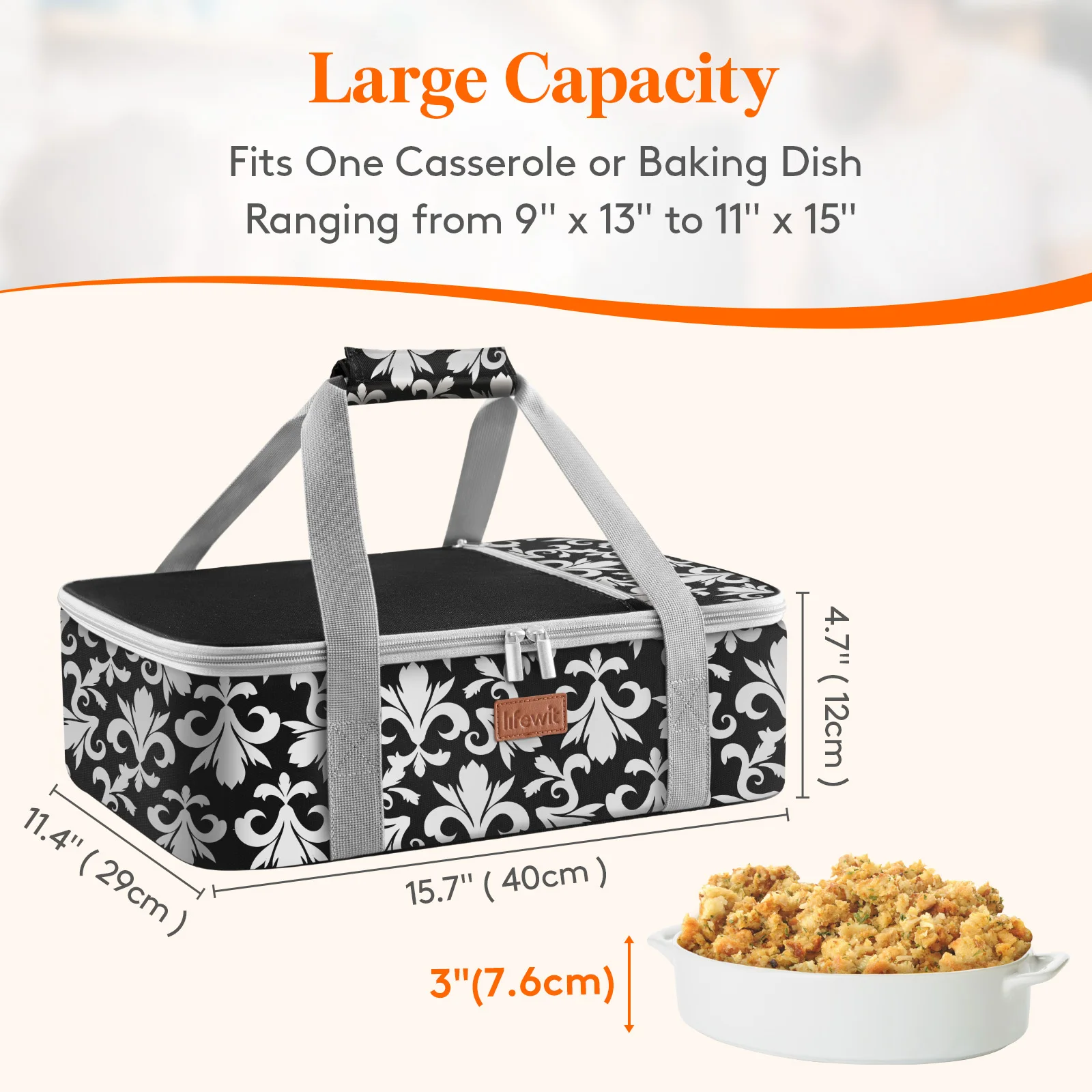 حامل طاجن للأطعمة الساخنة أو الباردة، حامل طعام معزول لأطباق الخبز، حامل Lasagna للحظ/الحفلات #2