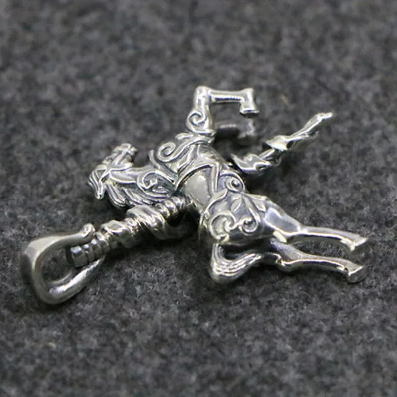 BOCAI New S925 Sterling SilverVintage Personalized Galloping Horse Pendant Gift