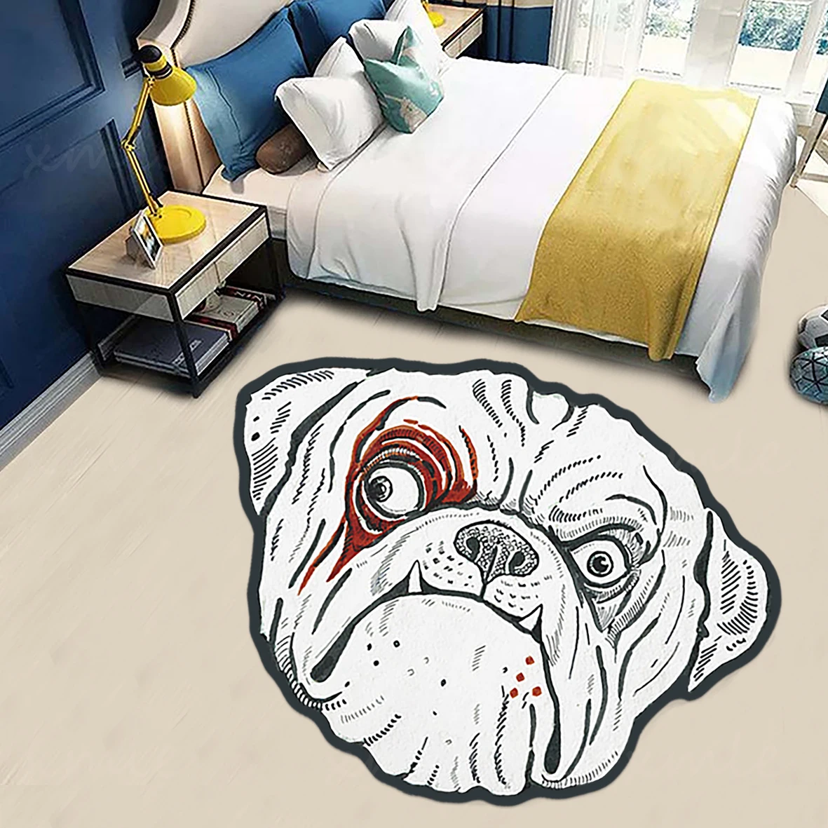 Customized Cute Dog Head Rugs Animal Designs Carpets Anime Floor Mats Non-slip Decor Rug Livingroom Bedroom Kid's Toys Gifts