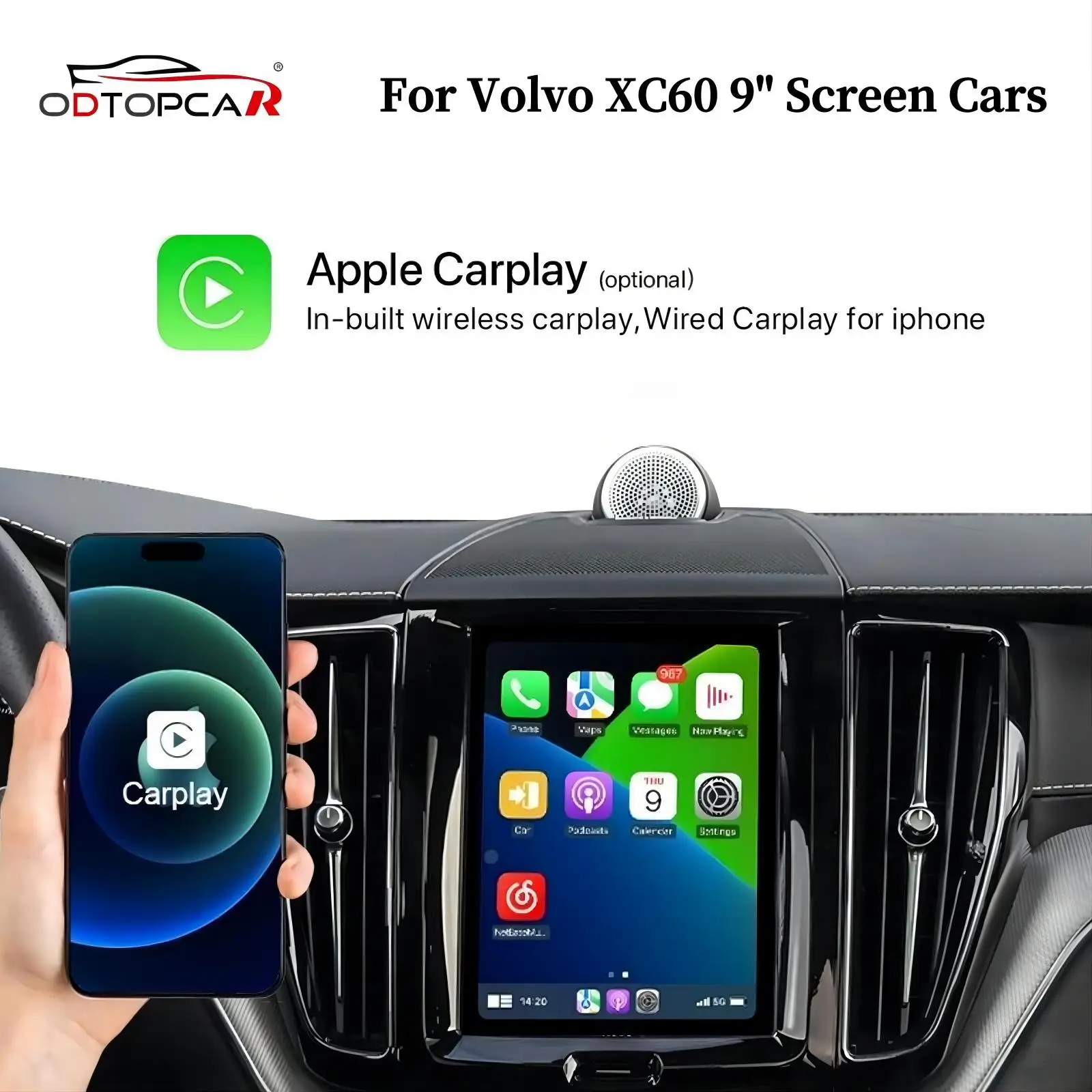 

Apple Carplay Wireless Adapter for Volvo XC60 Upgrade Full Screen Android Auto 9 inch Touch Screen Android 13 System Car Ai Box